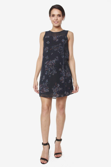 Caylee Back Overlap Sleeveless Nursing Dress Navy Floral