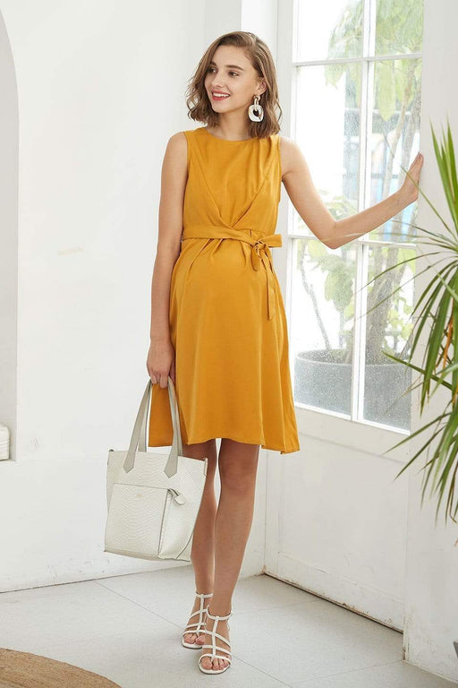 Delilah Sleeveless Nursing Dress Yellow