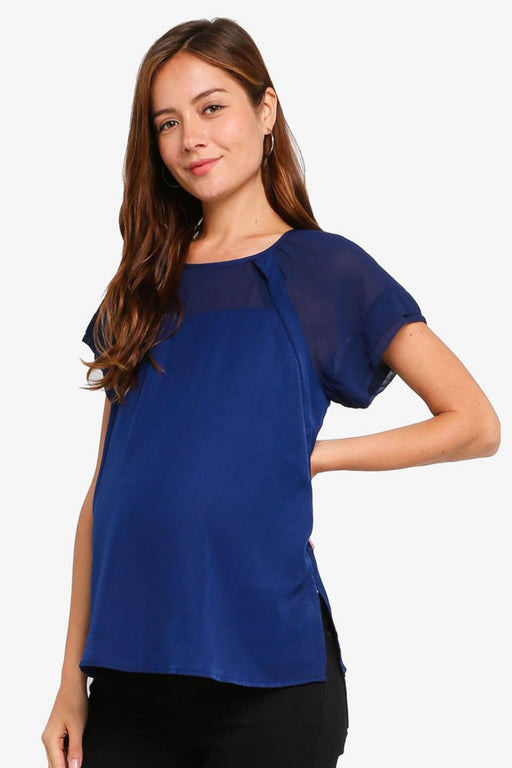 Debs Short Sleeve Nursing Top Navy