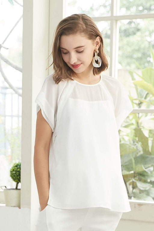 Debs Short Sleeve Nursing Top White