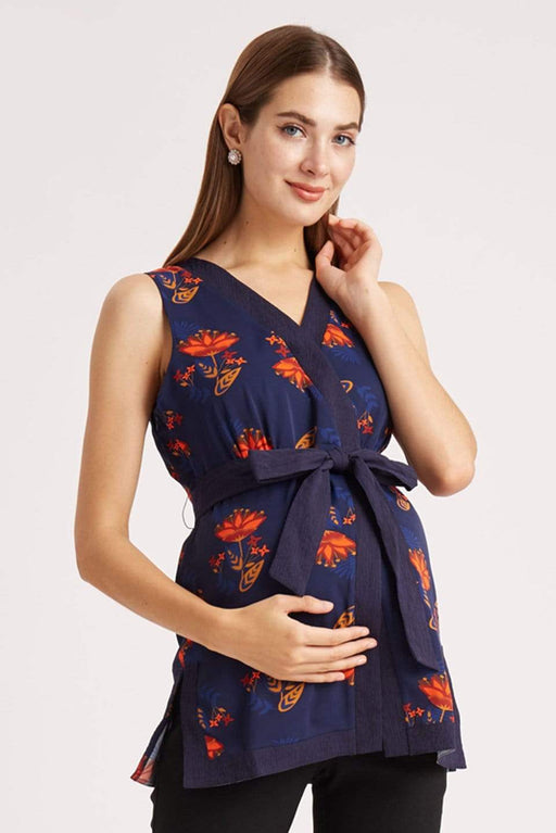 Cristen Nursing Top Moroccan Navy