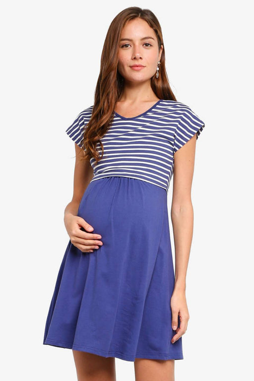 Anisha Navy Stripe Nursing Dress