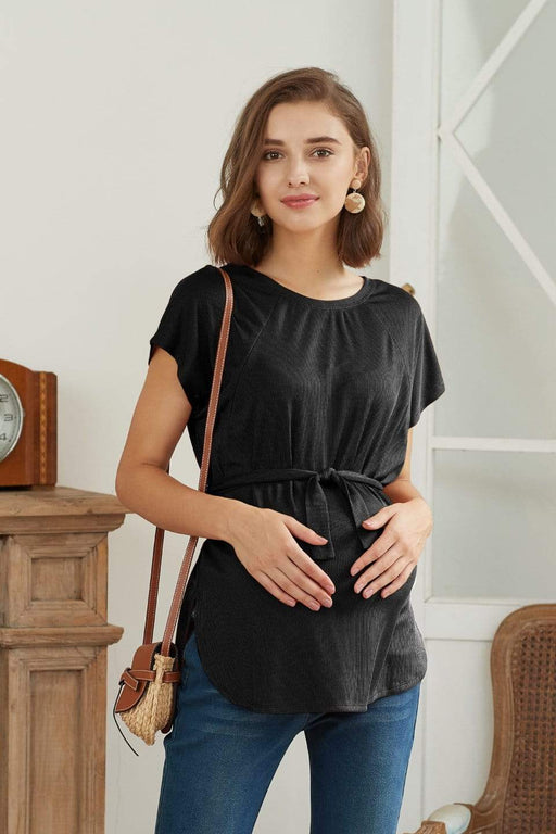 Derika Short Sleeve Nursing Top Black