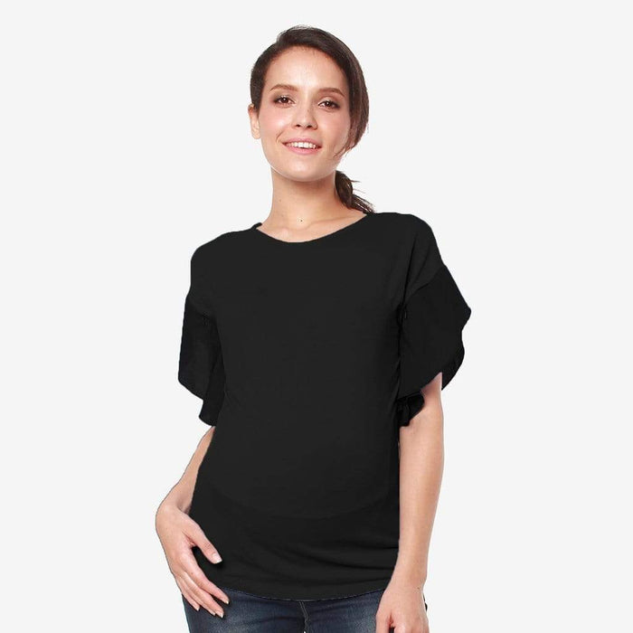 Flutter Sleeves Caela Nursing Top Black