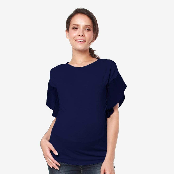 Flutter Sleeves Caela Nursing Top Navy