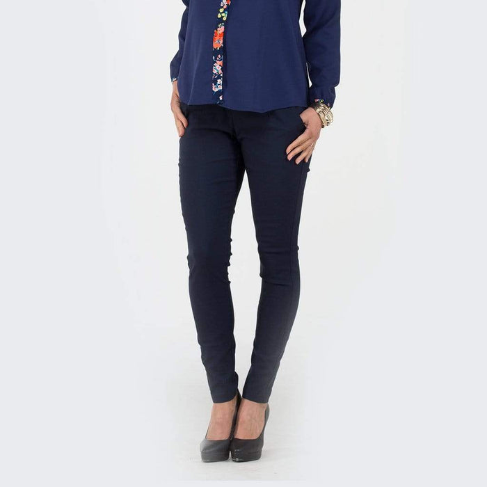 High Waist Pleated Maternity Pants Navy