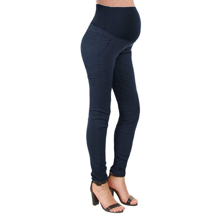 High Waist Pleated Maternity Pants Navy