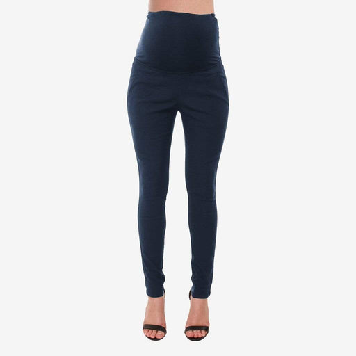 High Waist Pleated Maternity Pants Navy