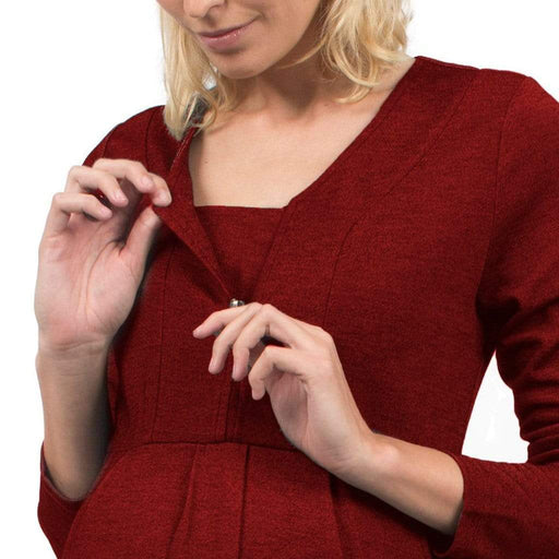 Bente Long Sleeve Bente V-Neck Nursing Dress Burgundy