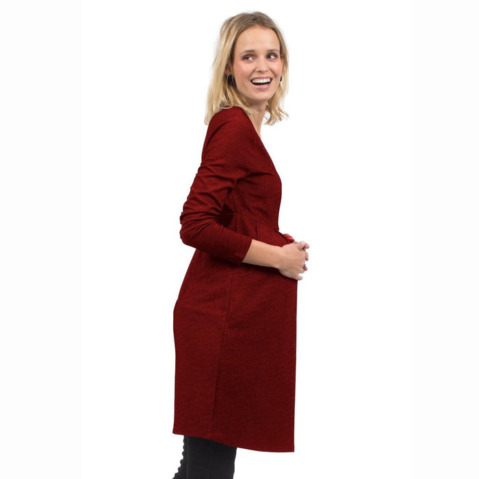Bente Long Sleeve Bente V-Neck Nursing Dress Burgundy