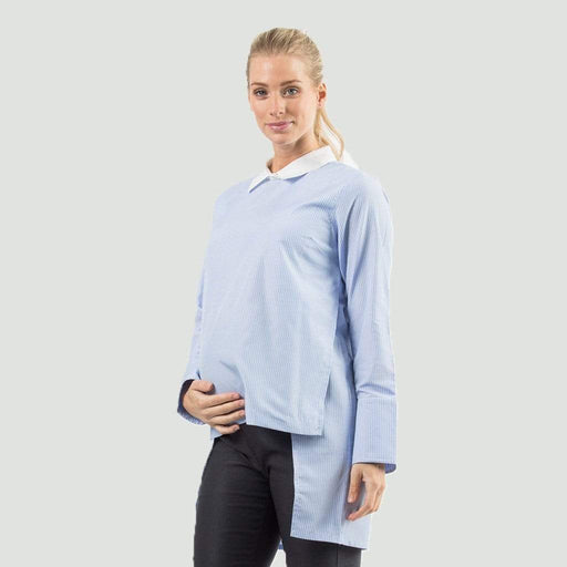 Bove Long Sleeves Dawn Hi Lo Shirt Top Blue