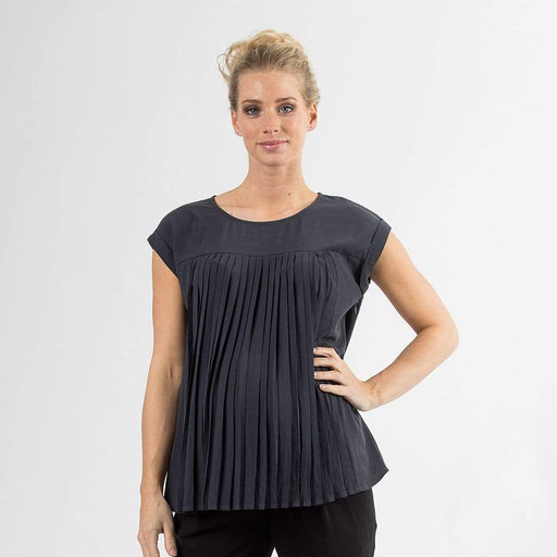 Cap Sleeves Breanne Pleats Nursing Top Dark Grey