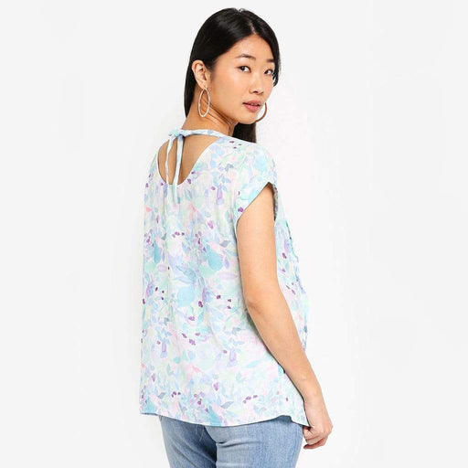 Woven Short Sleeve Clarisa Back Bow Nursing Top Waterprint