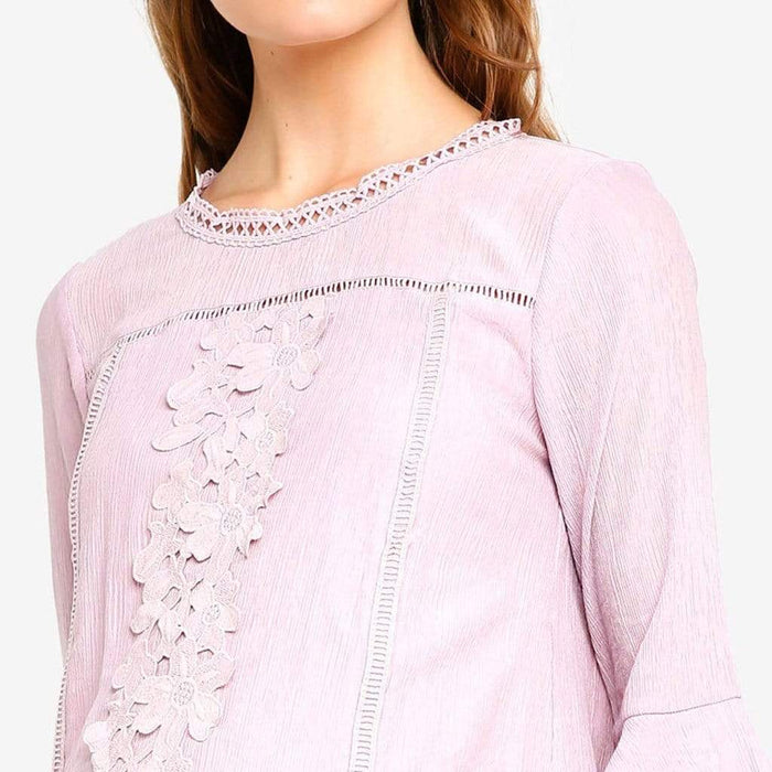 Flounce Long Sleeves Chandra Nursing Dress Pink