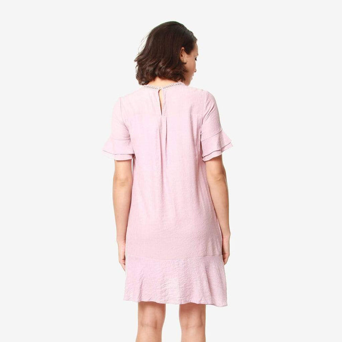 Flounce Sleeves Chandra Nursing Dress Pink