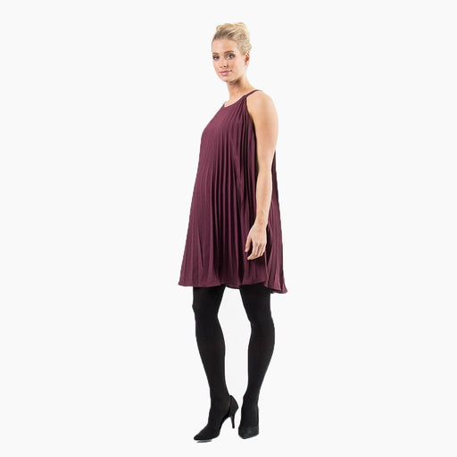 Halter Neck Brenna Pleats Nursing Dress Maroon