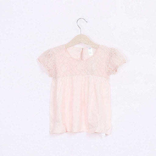 Sharyn Lace Panel Cotton Spandex Blouse Light Pink
