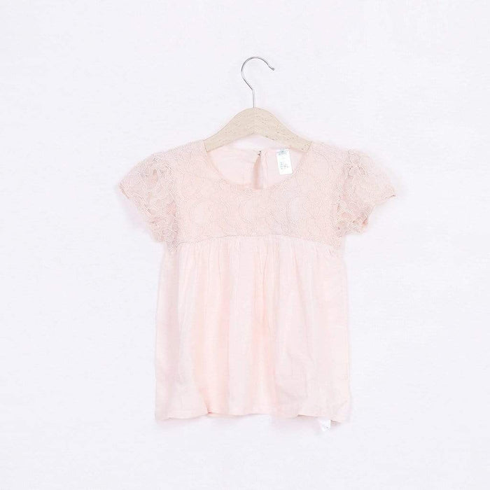 Sharyn Lace Panel Cotton Spandex Blouse Light Pink