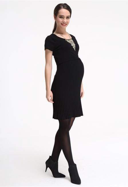 Knit Short Sleeved Rib Collar Dress