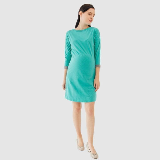 Knitted Long Sleeve Charna Broad Neck Mozzie Maternity Dress