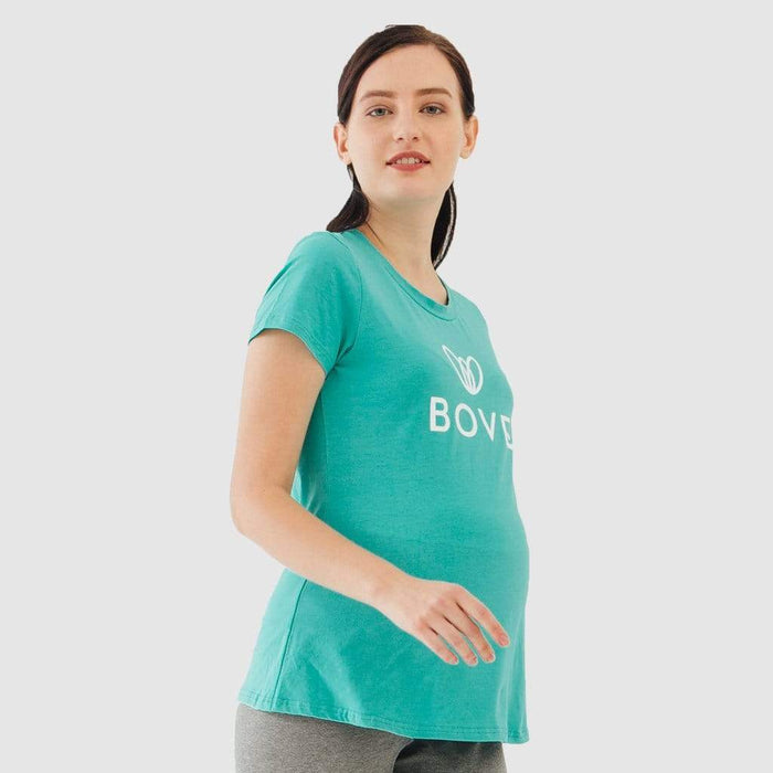 Knitted Short Sleeve Chela Round Neck Mozzie Maternity Top Ceramic