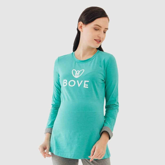 Long Sleeve Chiara Round Neck Mozzie Maternity Top Ceramic