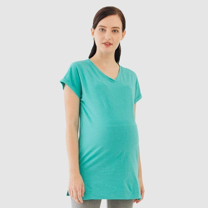 Kimono Sleeve Cherish V Neck Mozzie Long Maternity Top Ceramic