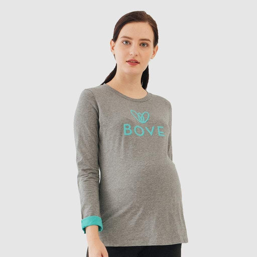 Long Sleeve Chiara Round Neck Mozzie Maternity Top Charcoal
