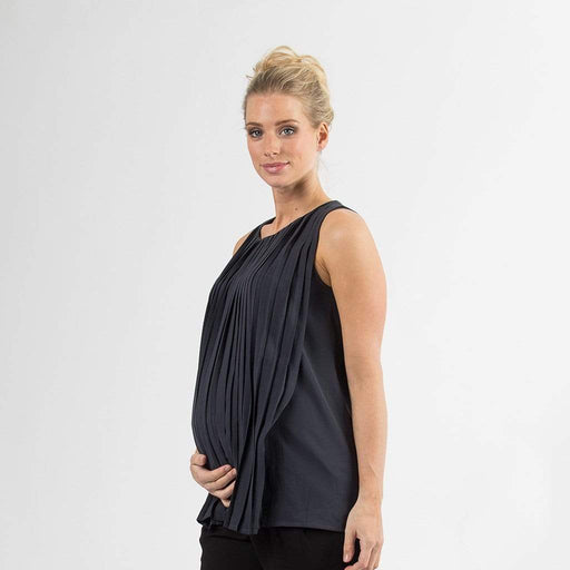 Sleeveless Bora Pleats Nursing Top Dark Grey