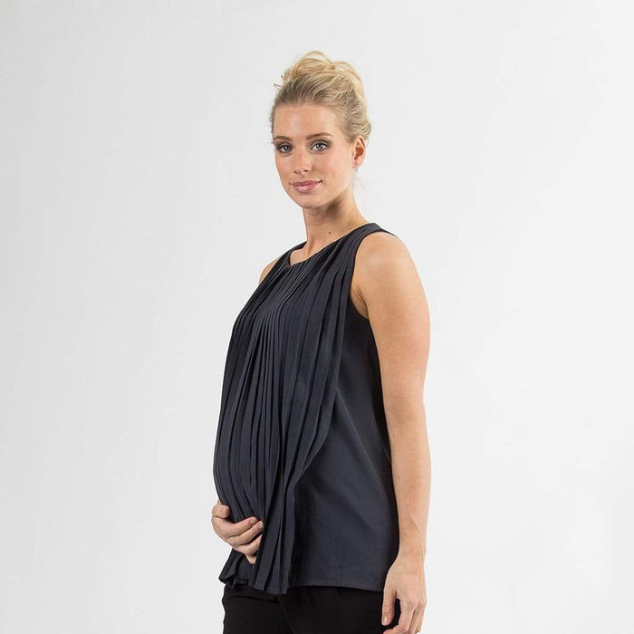 Sleeveless Bora Pleats Nursing Top Dark Grey