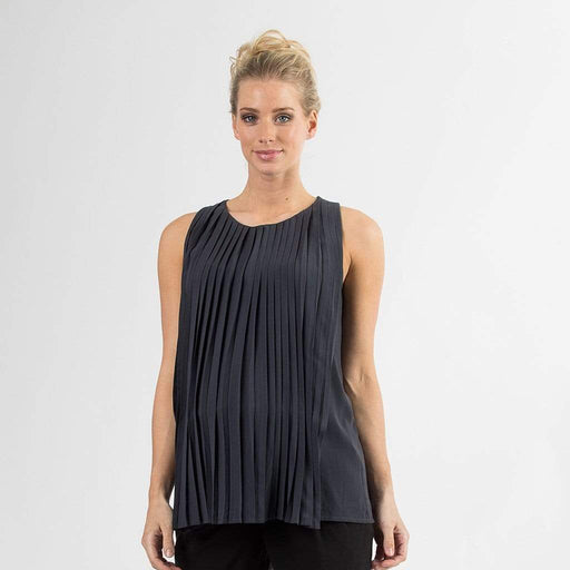 Sleeveless Bora Pleats Nursing Top Dark Grey