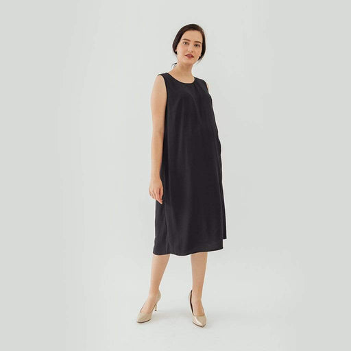 Sleeveless Brenda Side Pleats Nursing Dress Dark Grey