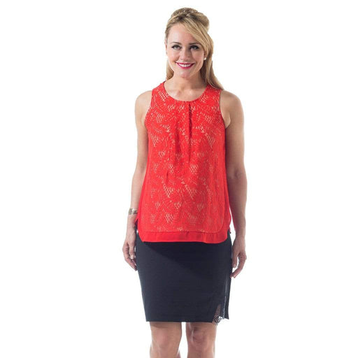 Woven Cathleen Slit Lace Skirt Black