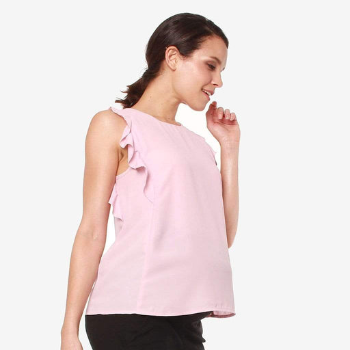 Woven Flutter Sleeve Clarity Nursing Top Dusty Pink