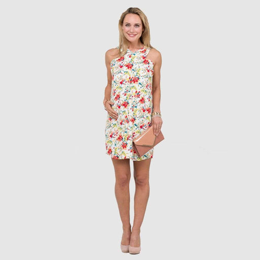Woven Sleeveless Bobbie Overlapping Nursing Dress White Floral