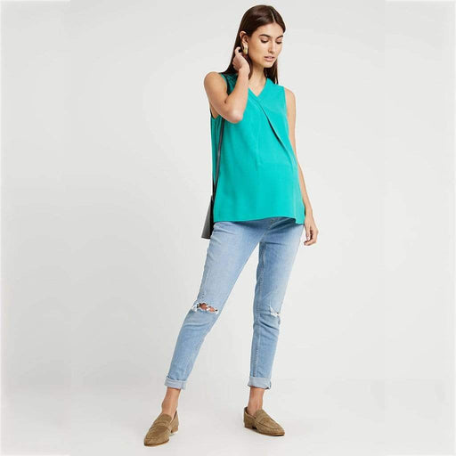 Woven Sleeveless Christiana Back Bow Nursing Top Green