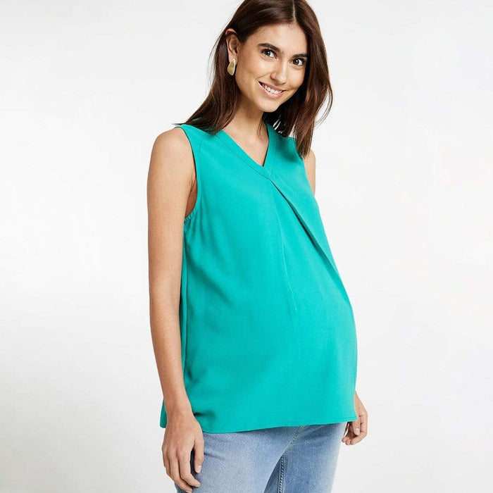 Woven Sleeveless Christiana Back Bow Nursing Top Green