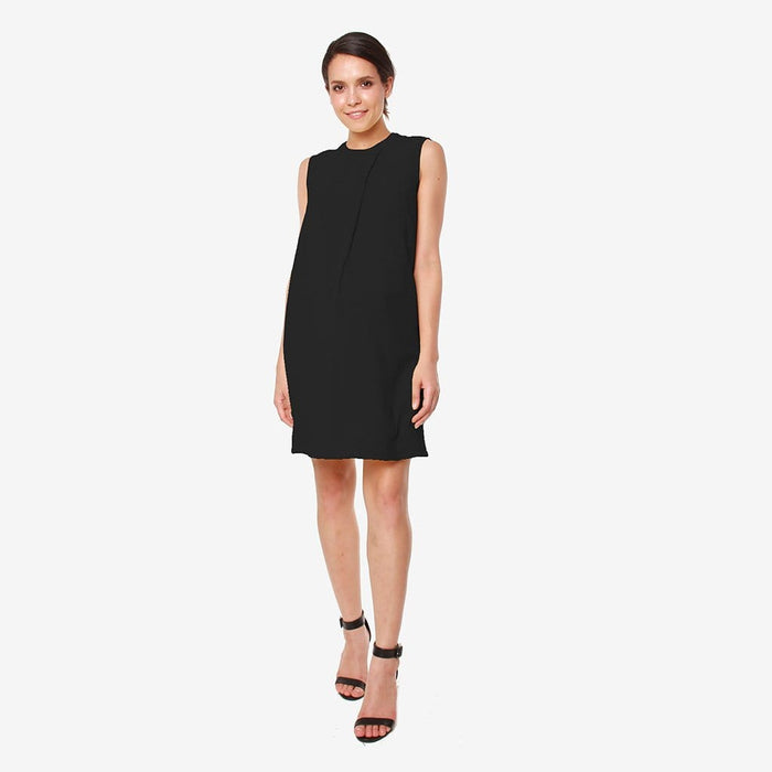 Woven Sleeveless Claude High Neck Dress Black