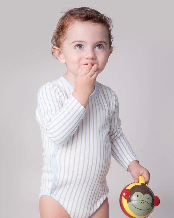 Habiebie Tiny Stripes LS Kimono Body Blue / Cream