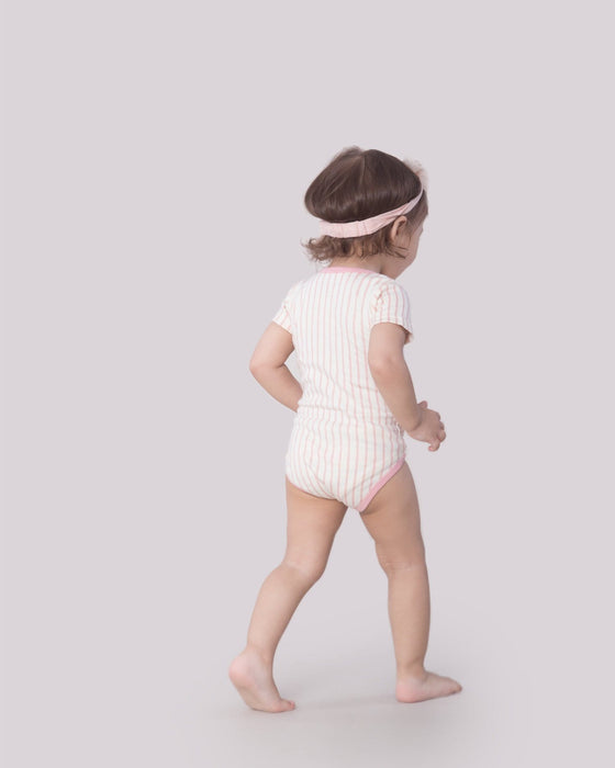 Habiebie Tiny Stripes SS Body Blush / Cream