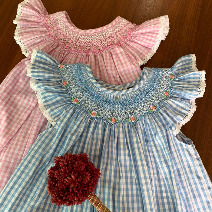 Smockful of Love Gingham Dress with Embroidered Sequins and Flowers