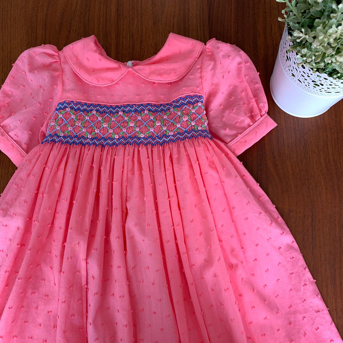 Smockful of Love Swiss dot Harlequin and Roses Embroidery