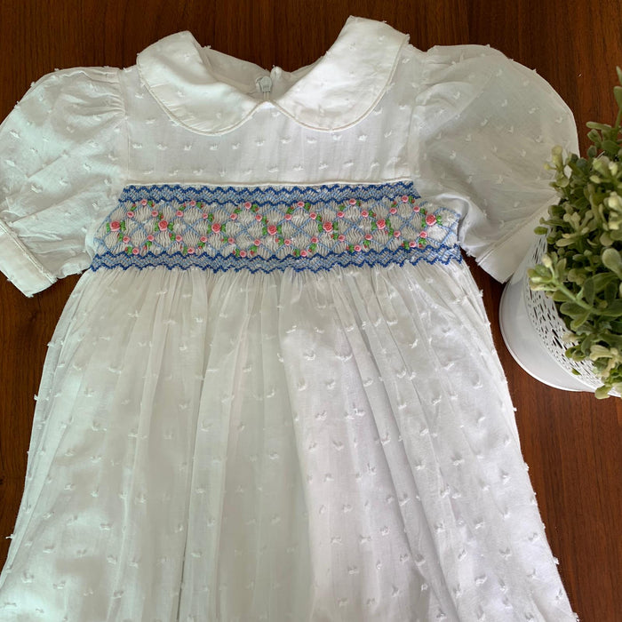 Smockful of Love Swiss dot Harlequin and Roses Embroidery