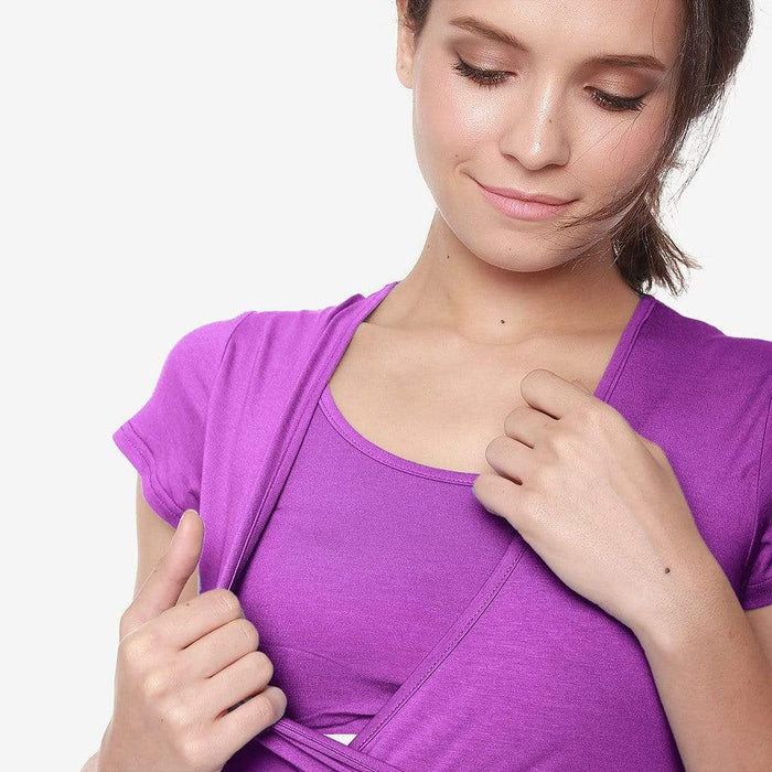 Adeline Nursing Top Eggplant
