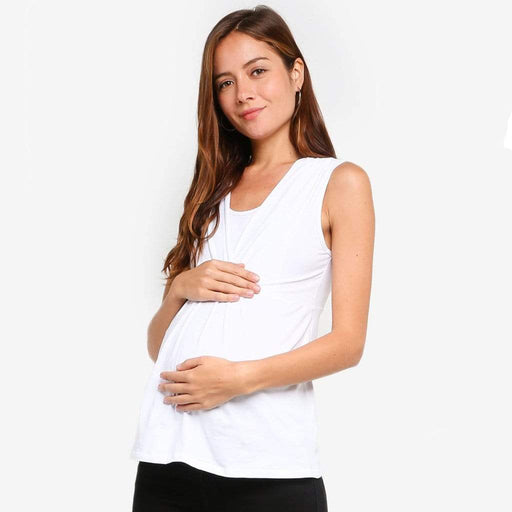 Knitted Sleeveless Alexandra Empire Nursing Top White