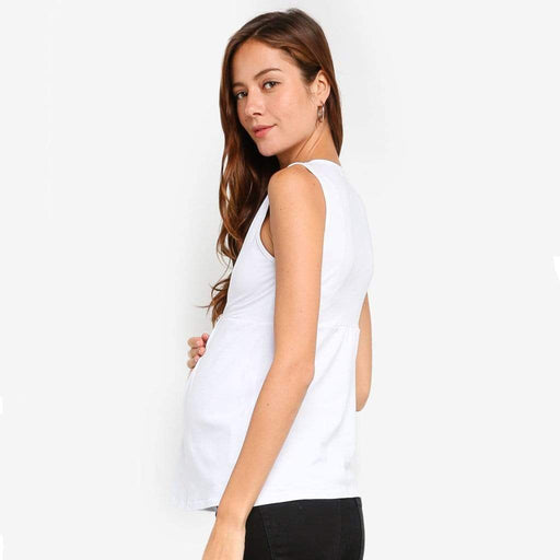 Knitted Sleeveless Alexandra Empire Nursing Top White