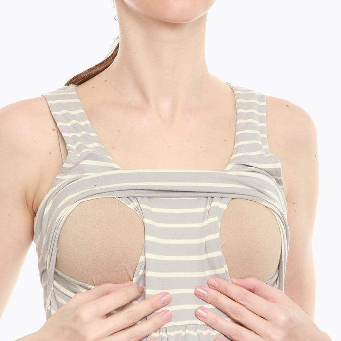 Alicia Baby Doll Nursing Top Grey Stripe