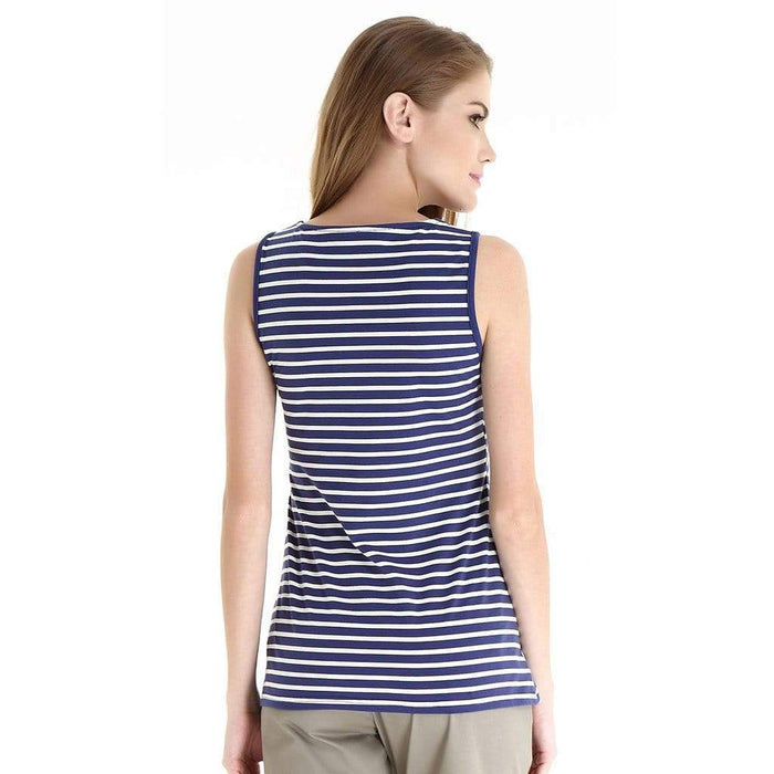 Alicia Baby Doll Nursing Top Navy Stripe