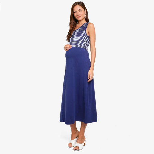 Alyssa Maxi Navy Sleeveless Nursing Dress