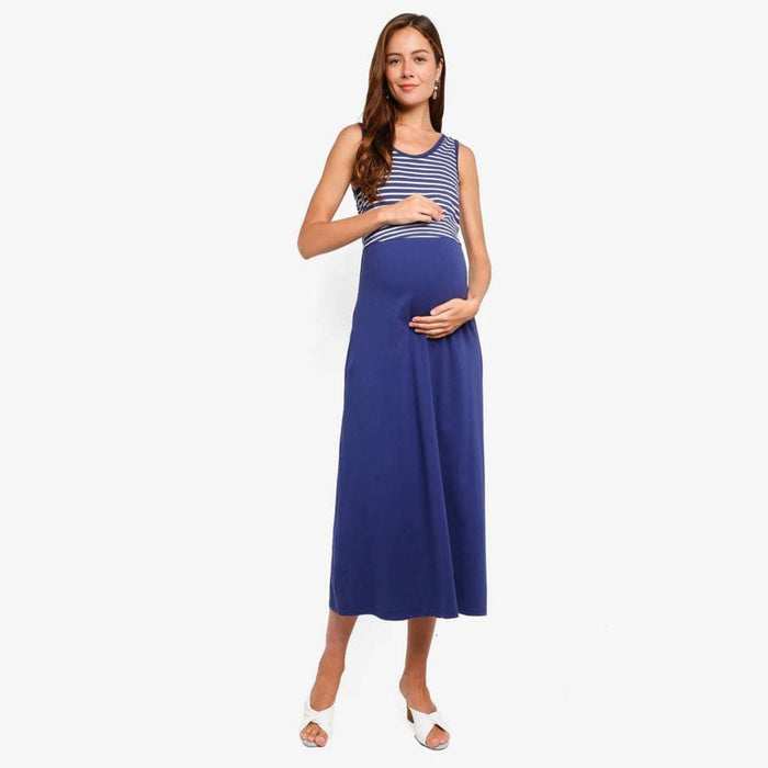Alyssa Maxi Navy Sleeveless Nursing Dress